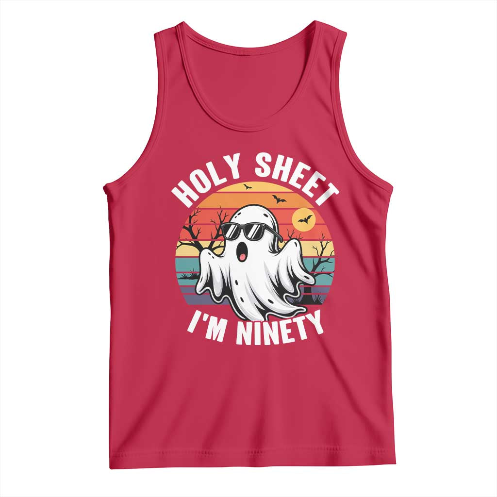 90th Birthday Halloween Ghost Tank Top Holy Sheet I'm Ninety