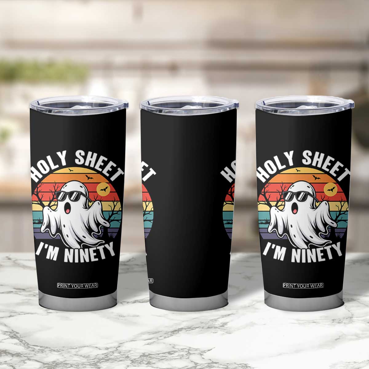 90th Birthday Halloween Ghost Tumbler Cup Holy Sheet I'm Ninety