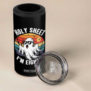 80th Birthday Halloween Ghost 4 in 1 Can Cooler Tumbler Holy Sheet I'm Eighty