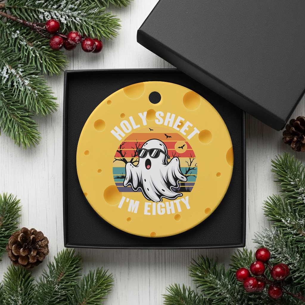 80th Birthday Halloween Ghost Ceramic Ornament Holy Sheet I'm Eighty
