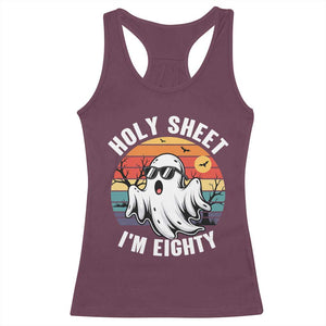 80th Birthday Halloween Ghost Racerback Tank Top Holy Sheet I'm Eighty