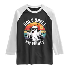 80th Birthday Halloween Ghost Raglan Shirt Holy Sheet I'm Eighty