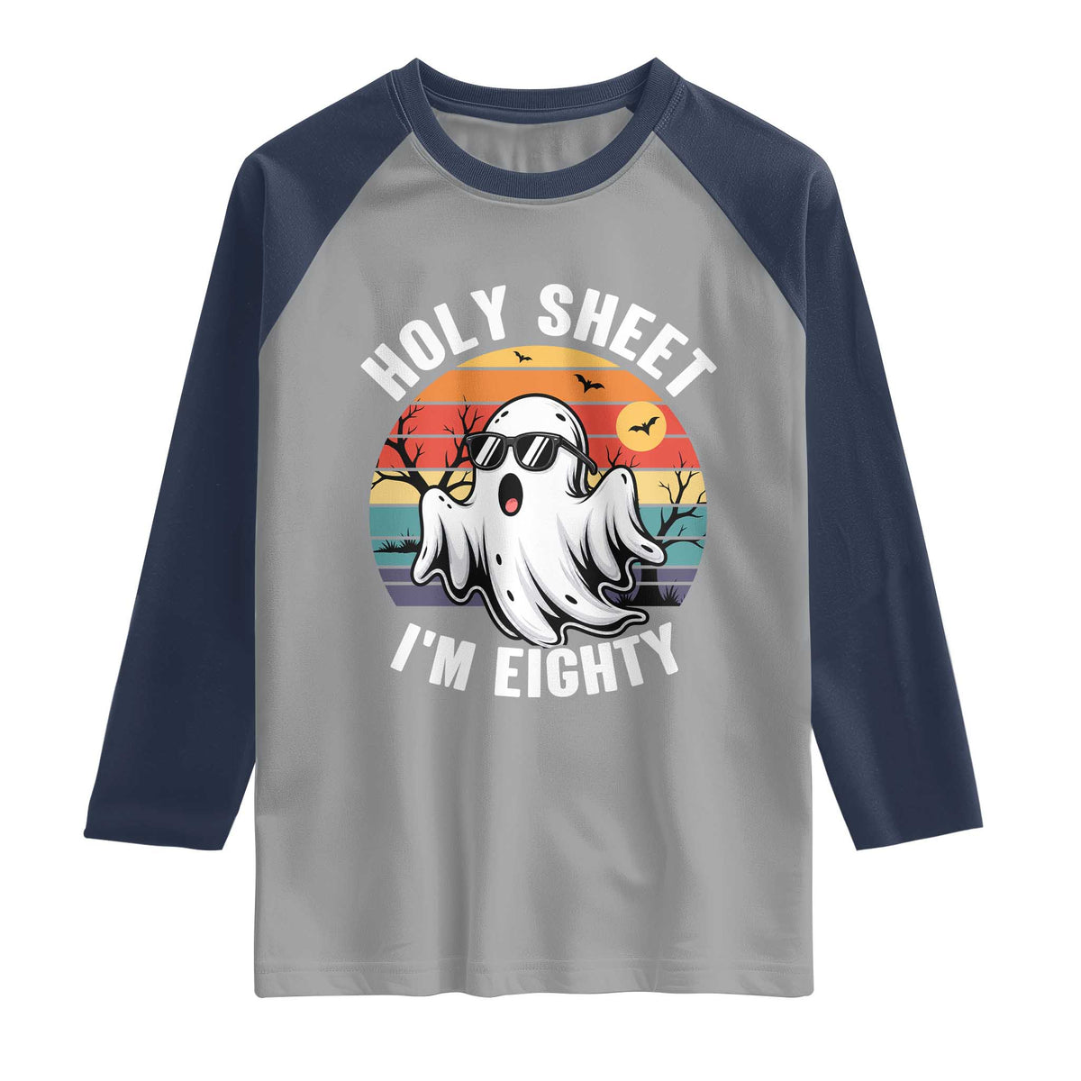 80th Birthday Halloween Ghost Raglan Shirt Holy Sheet I'm Eighty