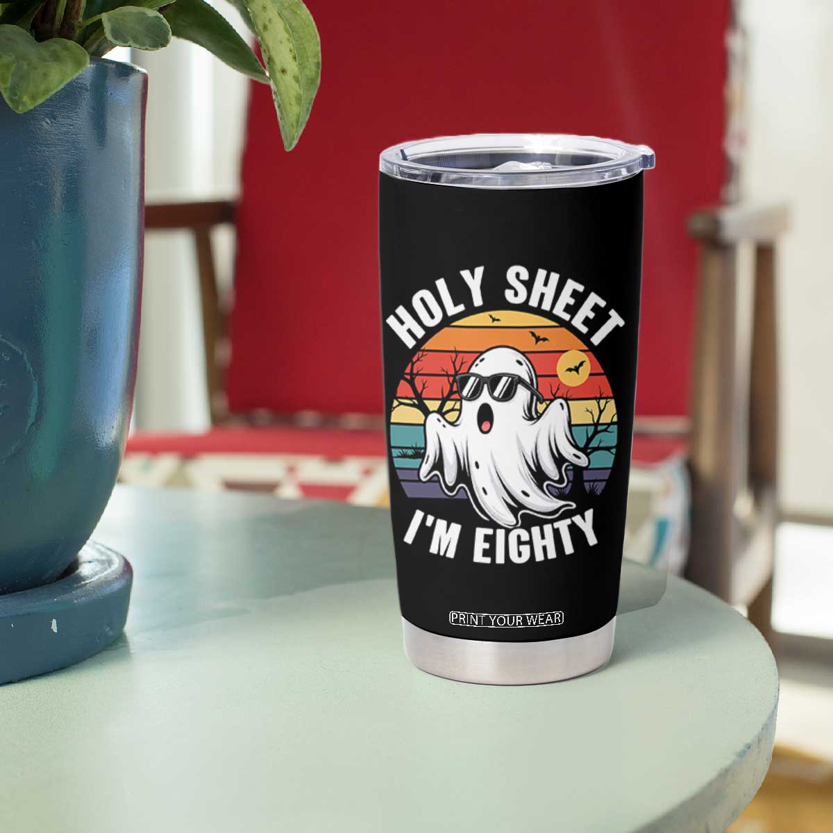 80th Birthday Halloween Ghost Tumbler Cup Holy Sheet I'm Eighty