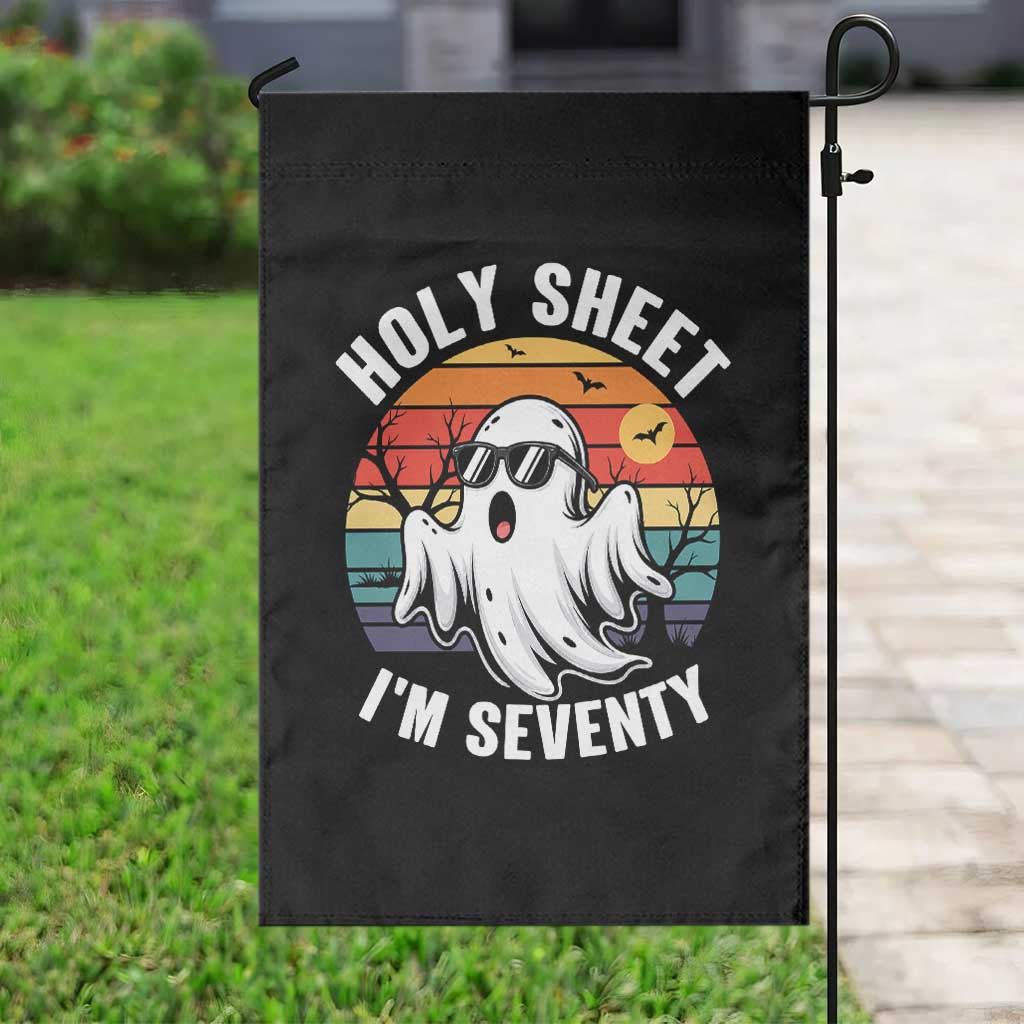 70th Birthday Halloween Ghost Garden Flag Holy Sheet I'm Seventy
