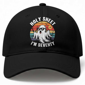 70th Birthday Halloween Ghost Baseball Cap Holy Sheet I'm Seventy