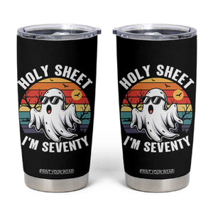 70th Birthday Halloween Ghost Tumbler Cup Holy Sheet I'm Seventy