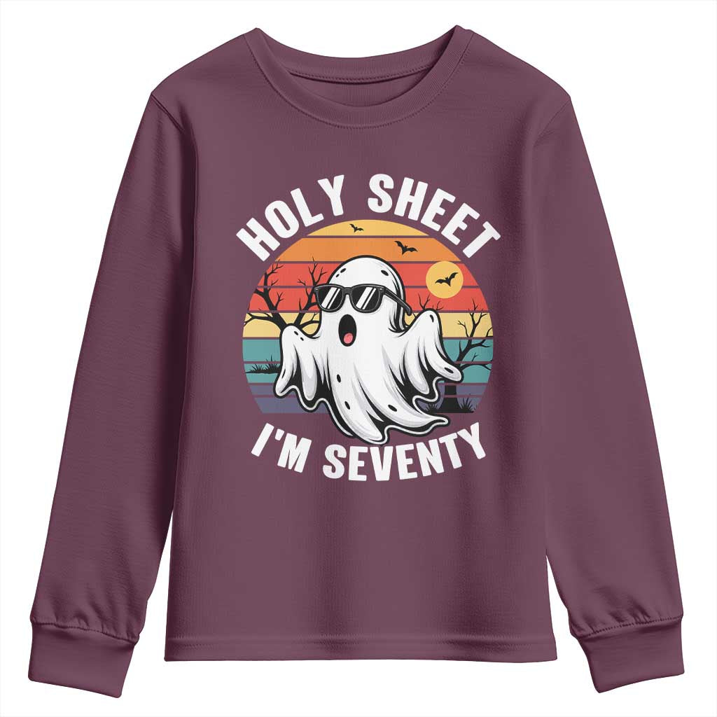 70th Birthday Halloween Ghost Youth Sweatshirt Holy Sheet I'm Seventy