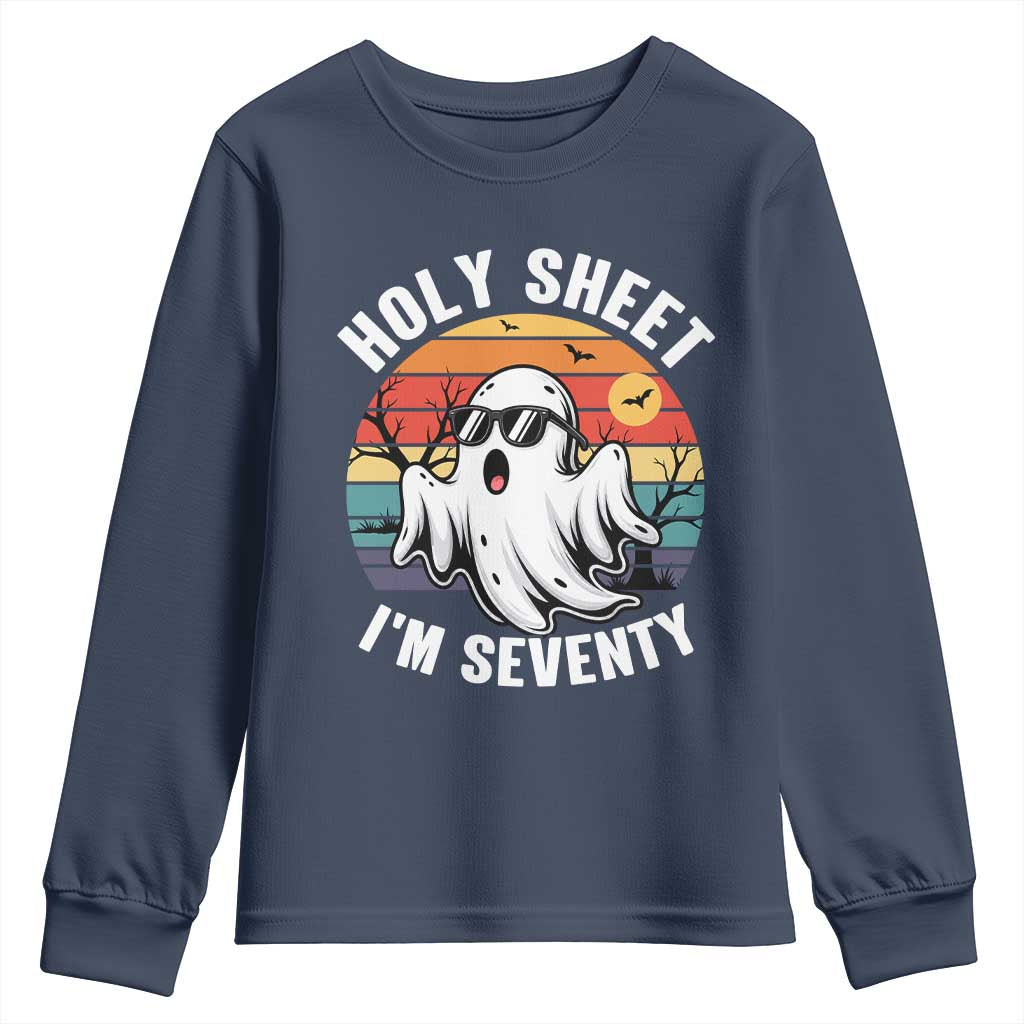 70th Birthday Halloween Ghost Youth Sweatshirt Holy Sheet I'm Seventy