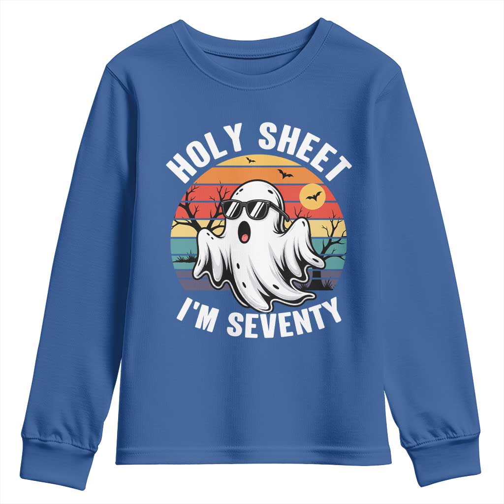 70th Birthday Halloween Ghost Youth Sweatshirt Holy Sheet I'm Seventy