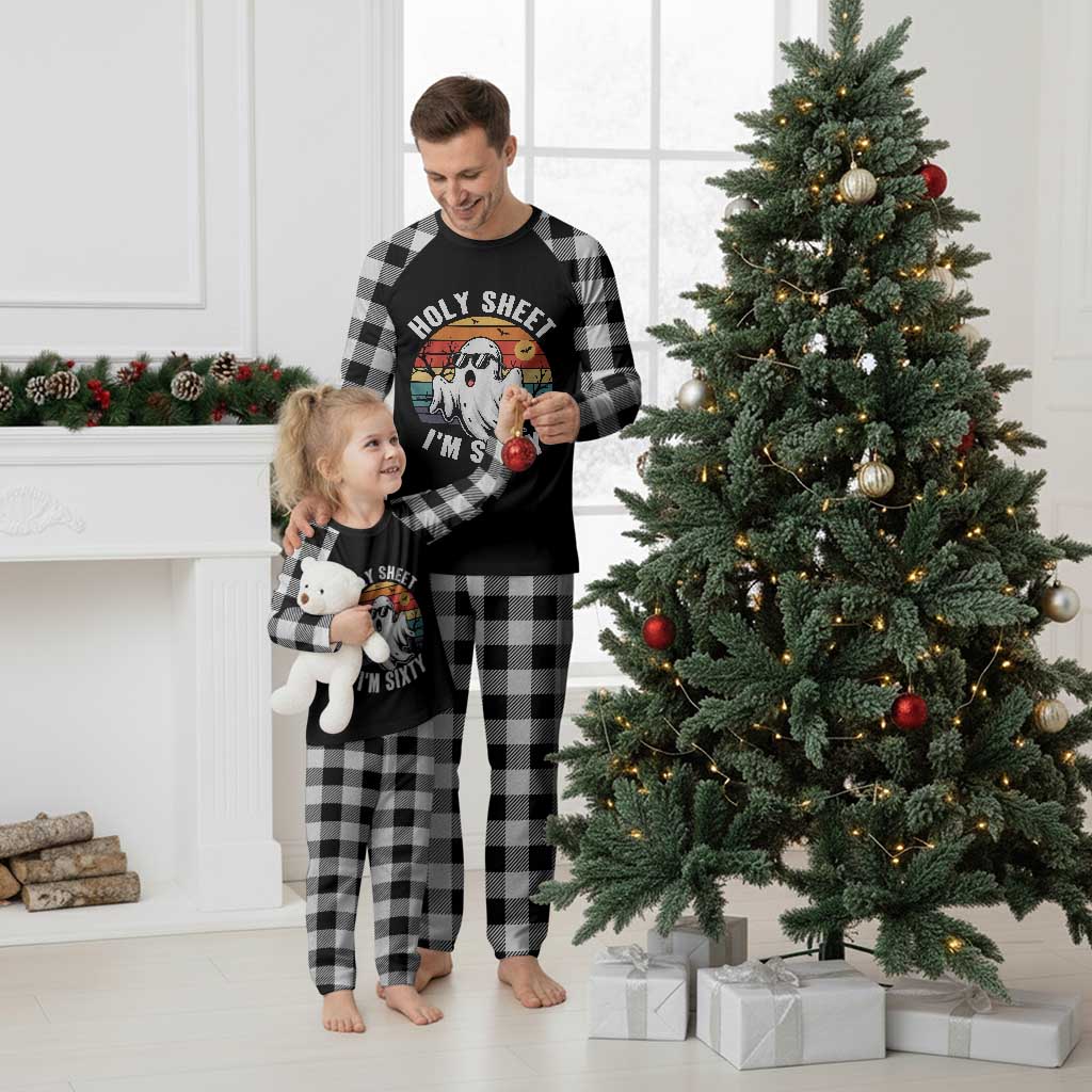 60th Birthday Halloween Ghost Plaid Pajama Set Holy Sheet I'm Sixty