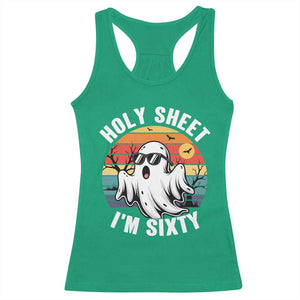 60th Birthday Halloween Ghost Racerback Tank Top Holy Sheet I'm Sixty