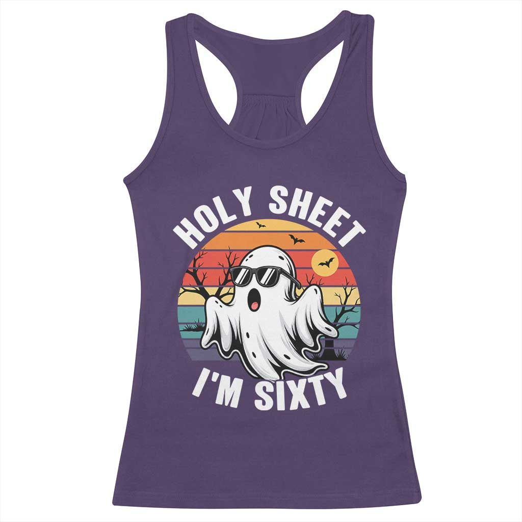 60th Birthday Halloween Ghost Racerback Tank Top Holy Sheet I'm Sixty