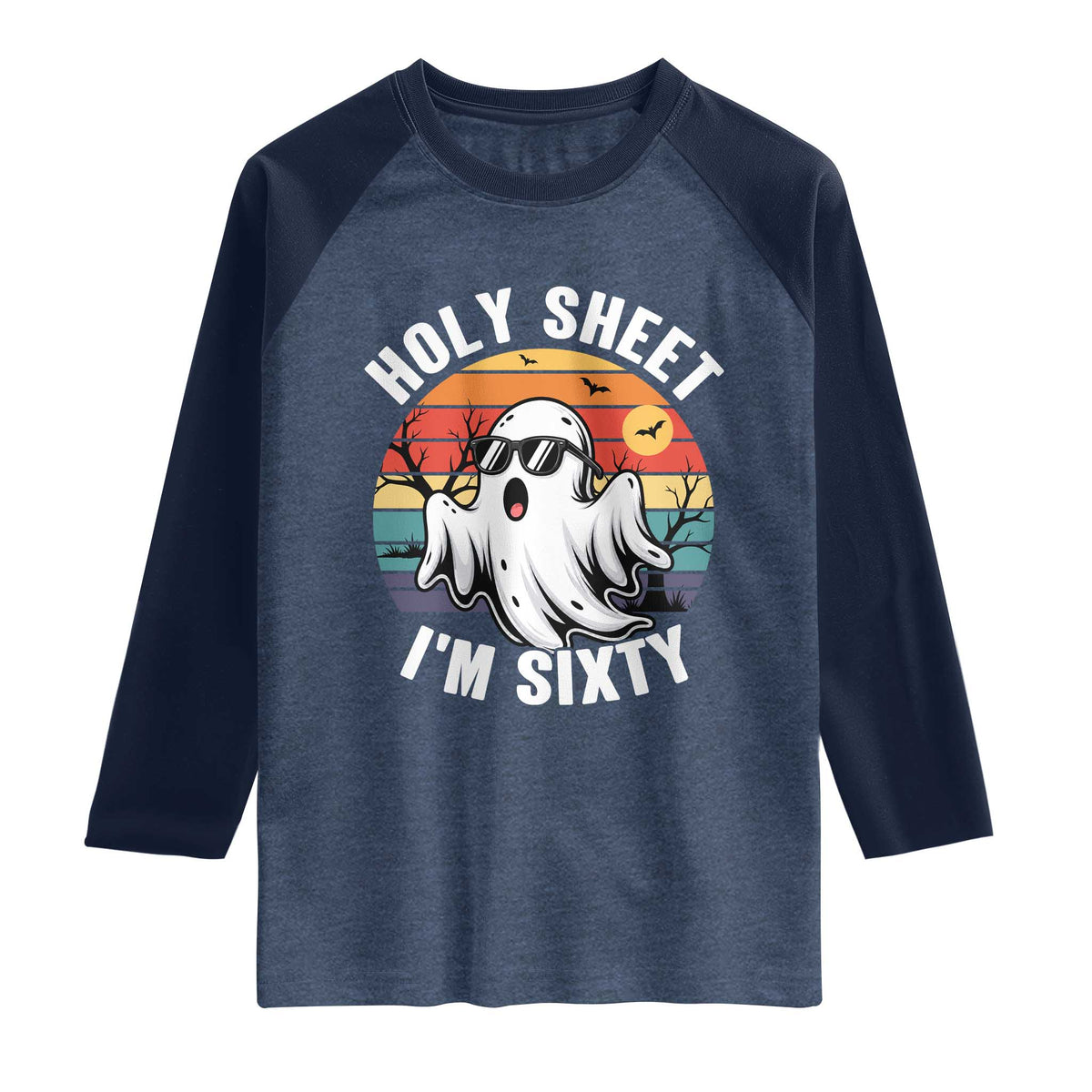 60th Birthday Halloween Ghost Raglan Shirt Holy Sheet I'm Sixty
