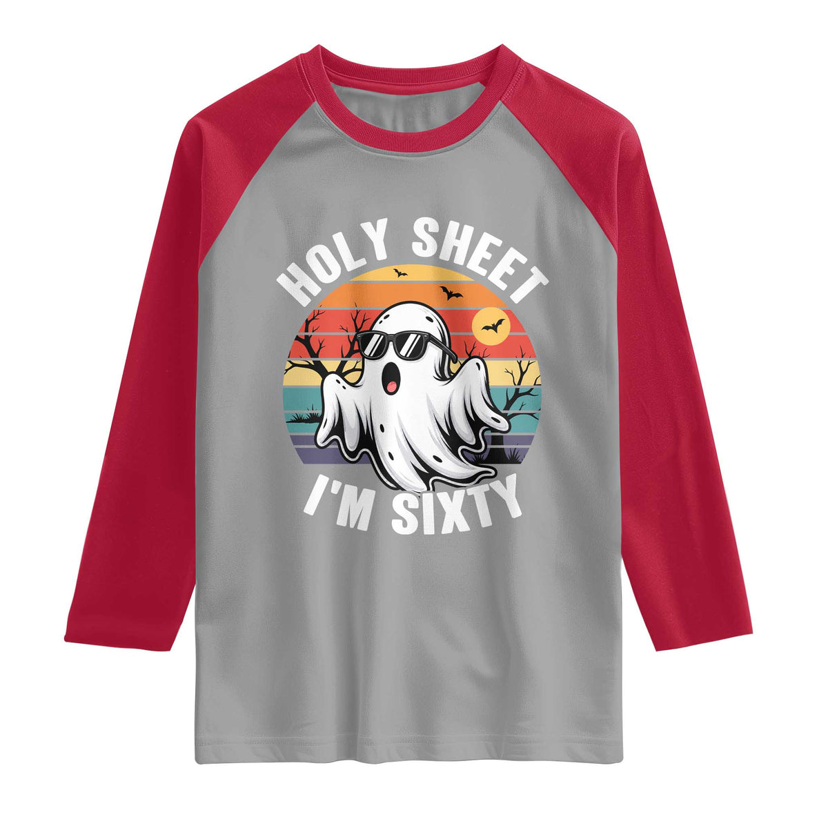 60th Birthday Halloween Ghost Raglan Shirt Holy Sheet I'm Sixty
