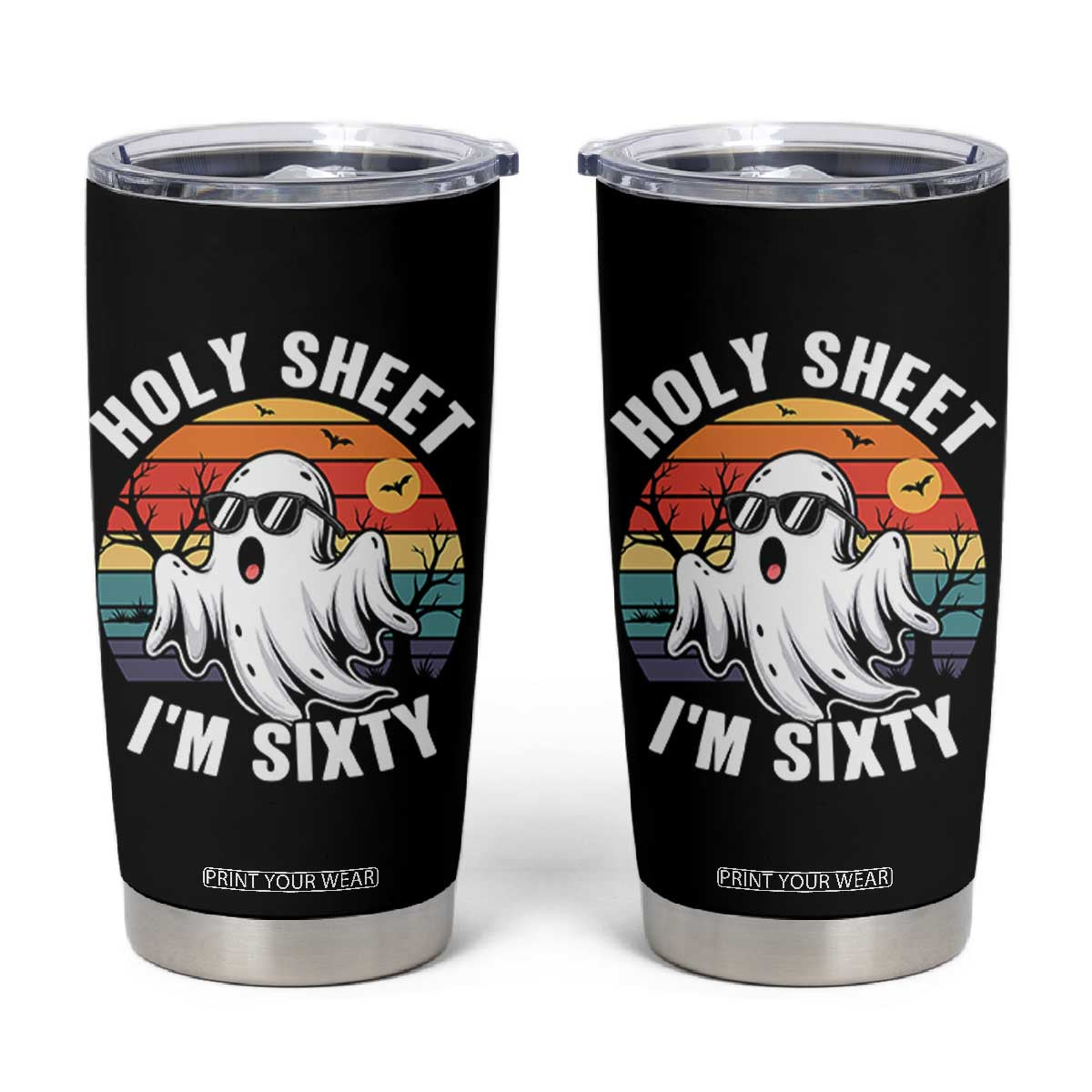 60th Birthday Halloween Ghost Tumbler Cup Holy Sheet I'm Sixty