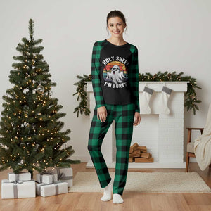 40th Birthday Halloween Ghost Plaid Pajama Set Holy Sheet I'm Forty