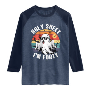 40th Birthday Halloween Ghost Raglan Shirt Holy Sheet I'm Forty