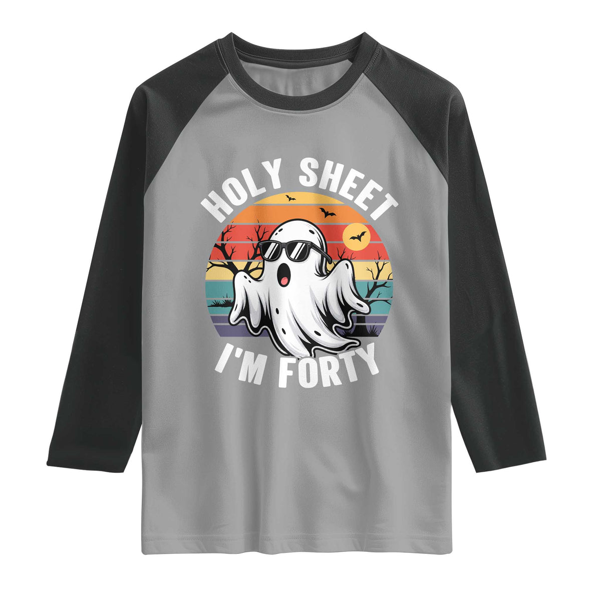 40th Birthday Halloween Ghost Raglan Shirt Holy Sheet I'm Forty