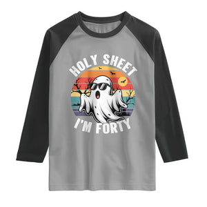 40th Birthday Halloween Ghost Raglan Shirt Holy Sheet I'm Forty