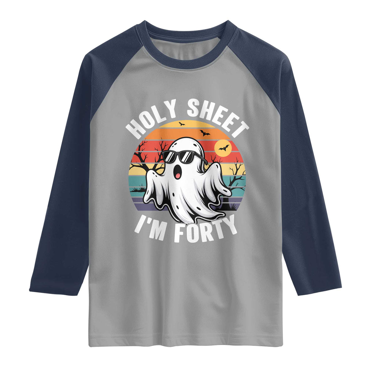 40th Birthday Halloween Ghost Raglan Shirt Holy Sheet I'm Forty
