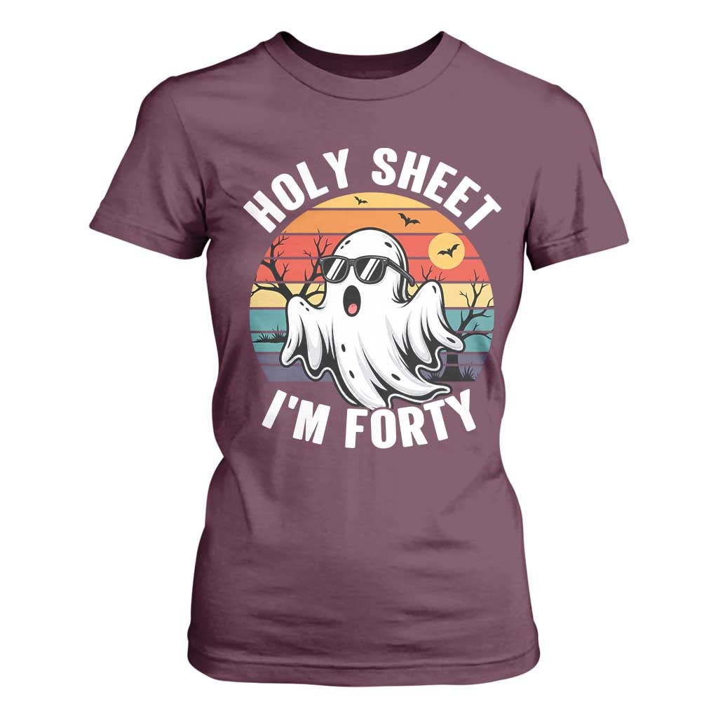 40th Birthday Halloween Ghost T Shirt For Women Holy Sheet I'm Forty