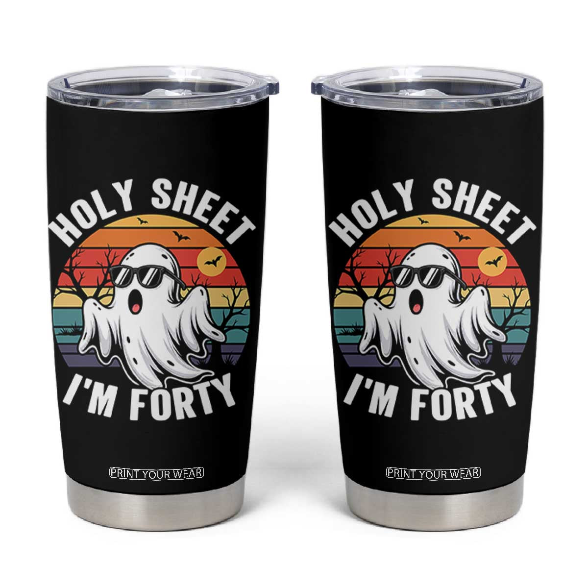 40th Birthday Halloween Ghost Tumbler Cup Holy Sheet I'm Forty