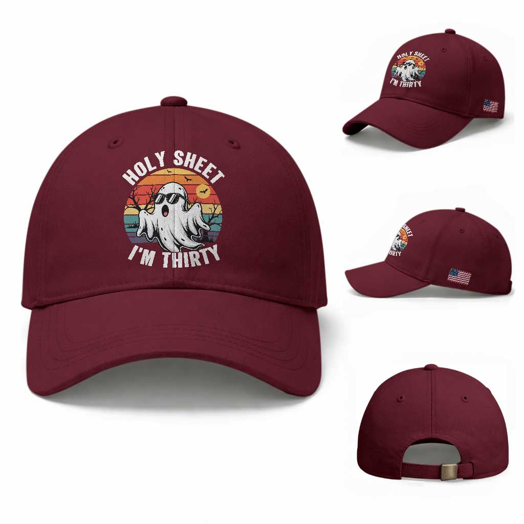 30th Birthday Halloween Ghost Baseball Cap Holy Sheet I'm Thirty