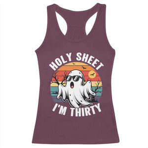 30th Birthday Halloween Ghost Racerback Tank Top Holy Sheet I'm Thirty