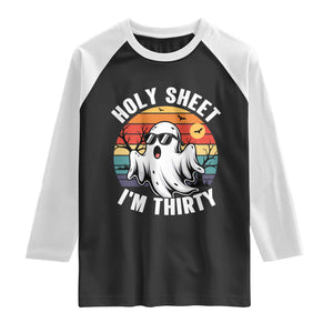 30th Birthday Halloween Ghost Raglan Shirt Holy Sheet I'm Thirty