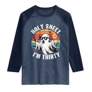 30th Birthday Halloween Ghost Raglan Shirt Holy Sheet I'm Thirty