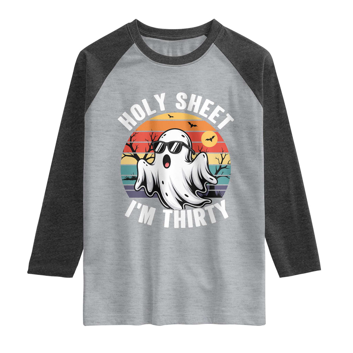 30th Birthday Halloween Ghost Raglan Shirt Holy Sheet I'm Thirty