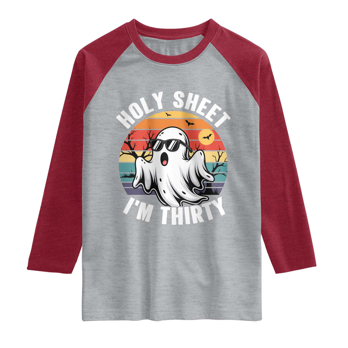30th Birthday Halloween Ghost Raglan Shirt Holy Sheet I'm Thirty