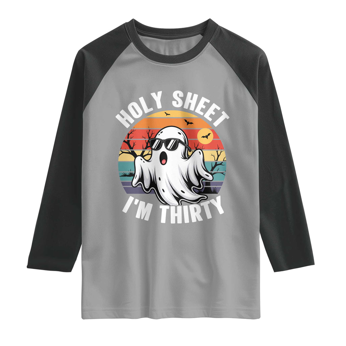 30th Birthday Halloween Ghost Raglan Shirt Holy Sheet I'm Thirty