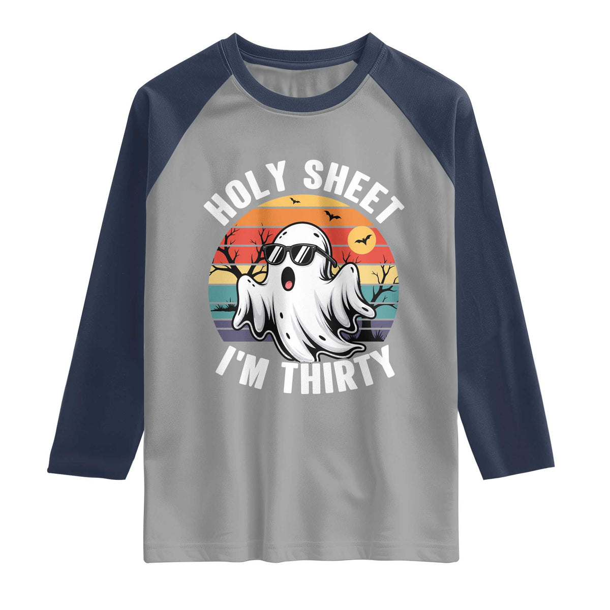 30th Birthday Halloween Ghost Raglan Shirt Holy Sheet I'm Thirty