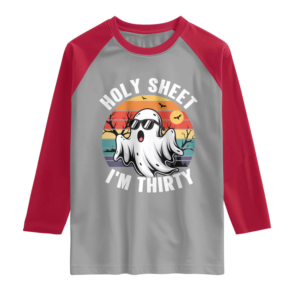30th Birthday Halloween Ghost Raglan Shirt Holy Sheet I'm Thirty