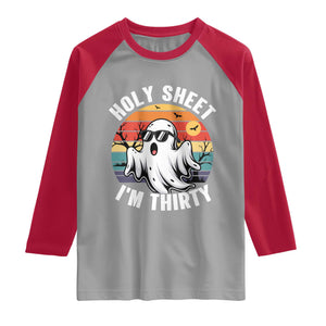 30th Birthday Halloween Ghost Raglan Shirt Holy Sheet I'm Thirty