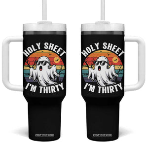 30th Birthday Halloween Ghost Tumbler With Handle Holy Sheet I'm Thirty