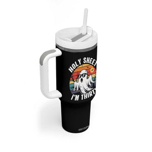 30th Birthday Halloween Ghost Tumbler With Handle Holy Sheet I'm Thirty