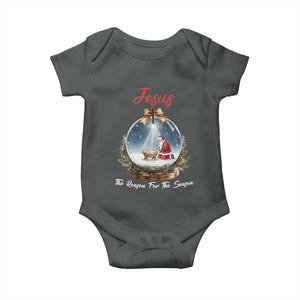 Jesus Santa Christmas Baby Onesie The Reason For The Season TS14 Dark Heather Print Your Wear