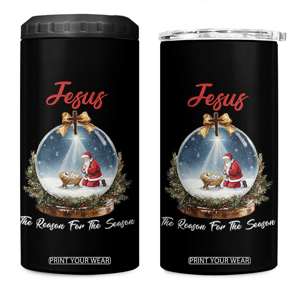 Jesus Santa Christmas 4 in 1 Can Cooler Tumbler The Reason For The Season TS14 One Size: 16 oz Black Print Your Wear
