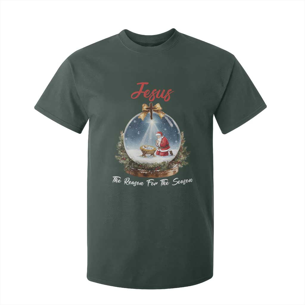 Jesus Santa Christmas T Shirt For Kid The Reason For The Season TS14 Dark Forest Green Print Your Wear
