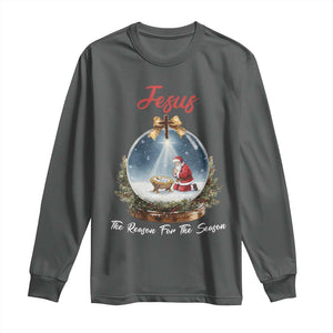 Jesus Santa Christmas Long Sleeve Shirt The Reason For The Season TS14 Dark Heather Print Your Wear
