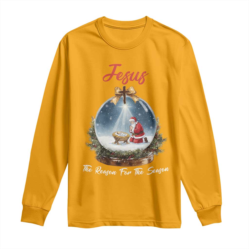 Jesus Santa Christmas Long Sleeve Shirt The Reason For The Season TS14 Gold Print Your Wear