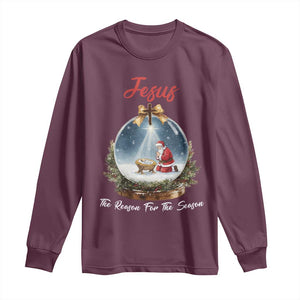 Jesus Santa Christmas Long Sleeve Shirt The Reason For The Season - Print Your Wear
