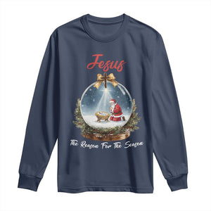 Jesus Santa Christmas Long Sleeve Shirt The Reason For The Season TS14 Navy Print Your Wear