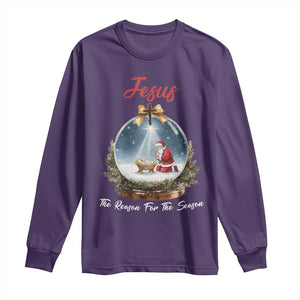 Jesus Santa Christmas Long Sleeve Shirt The Reason For The Season - Print Your Wear