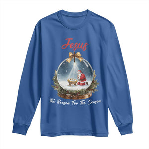 Jesus Santa Christmas Long Sleeve Shirt The Reason For The Season TS14 Royal Blue Print Your Wear