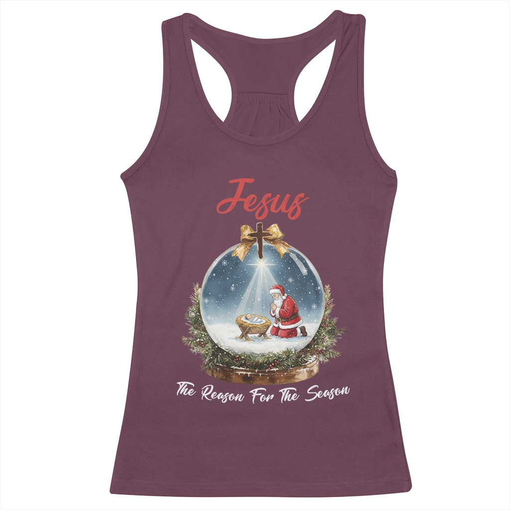 Jesus Santa Christmas Racerback Tank Top The Reason For The Season TS14 Maroon Print Your Wear