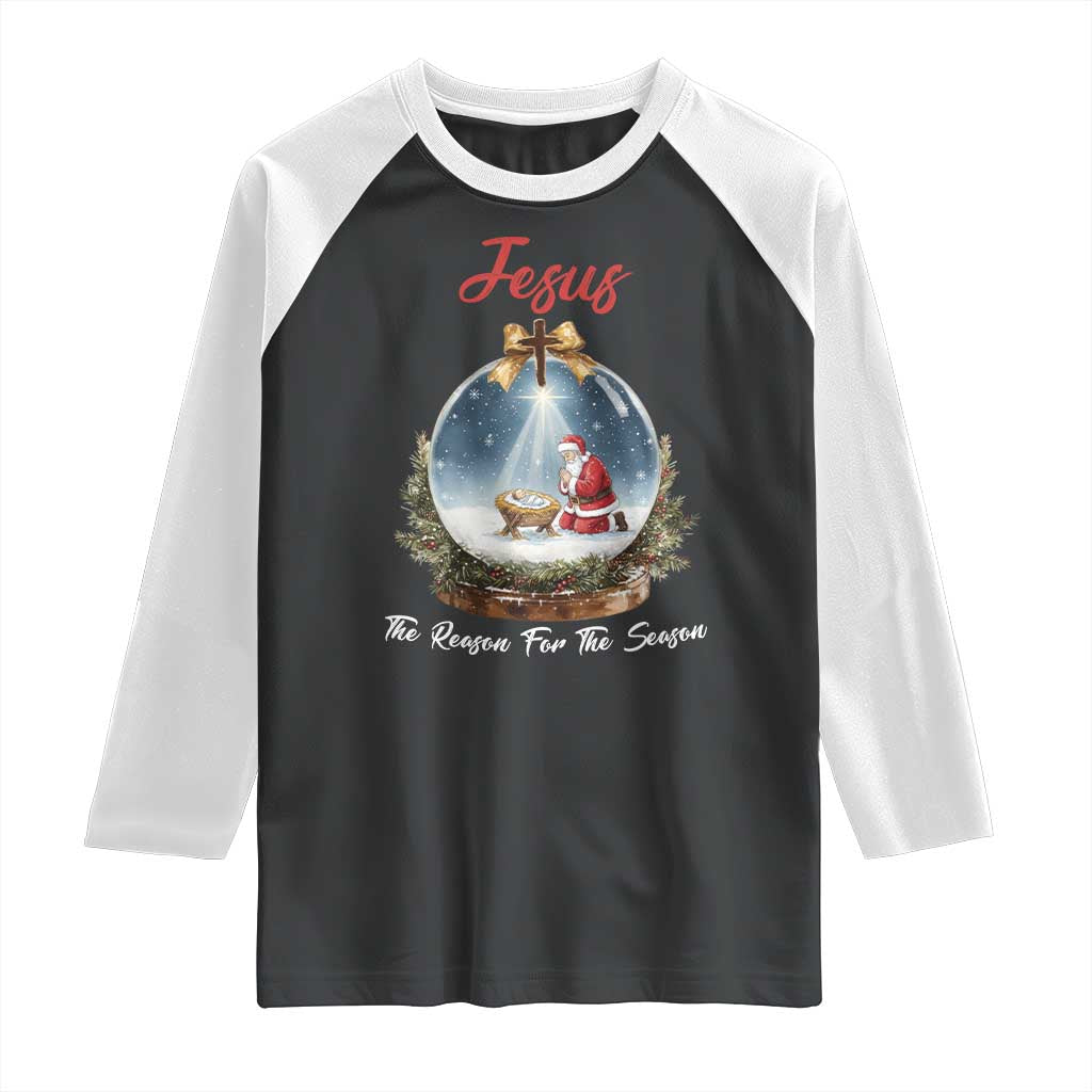 Jesus Santa Christmas Raglan Shirt The Reason For The Season TS14 Black White Print Your Wear